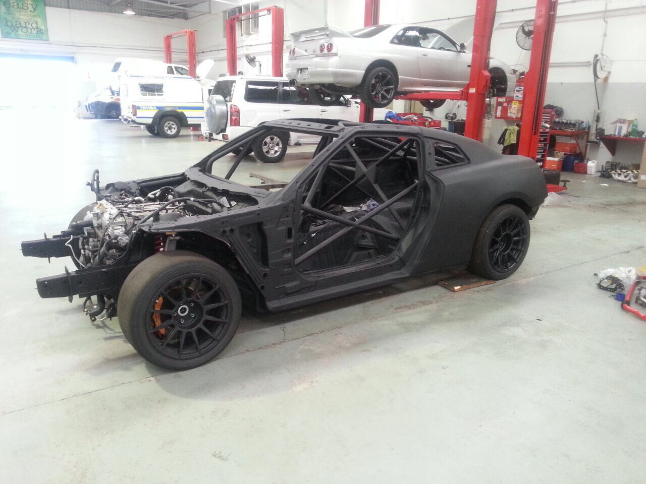 GT-R stripped chassis before powder coating